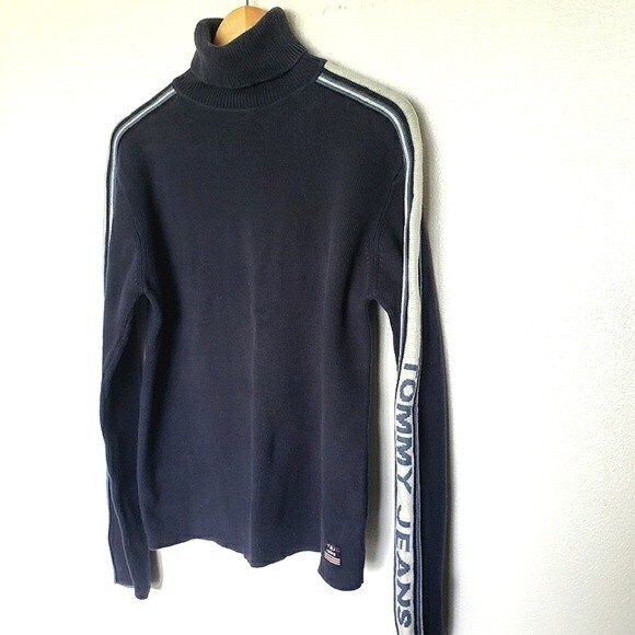 Tommy Hilfiger Vintage 80s Turtleneck Sweater Size M Spellout Tommy Jeans Preppy - Picture 7 of 9